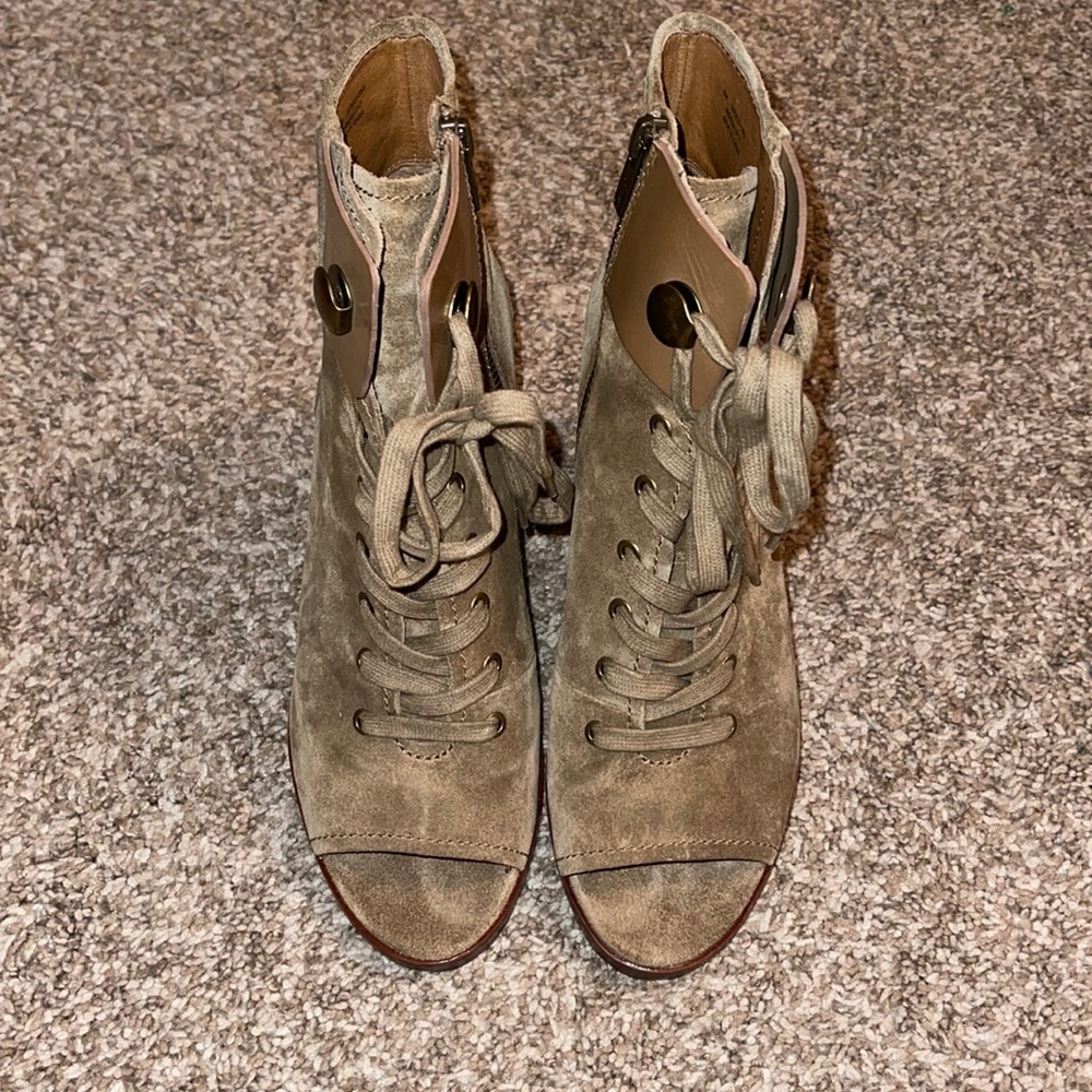 Frye open toe lace up booties